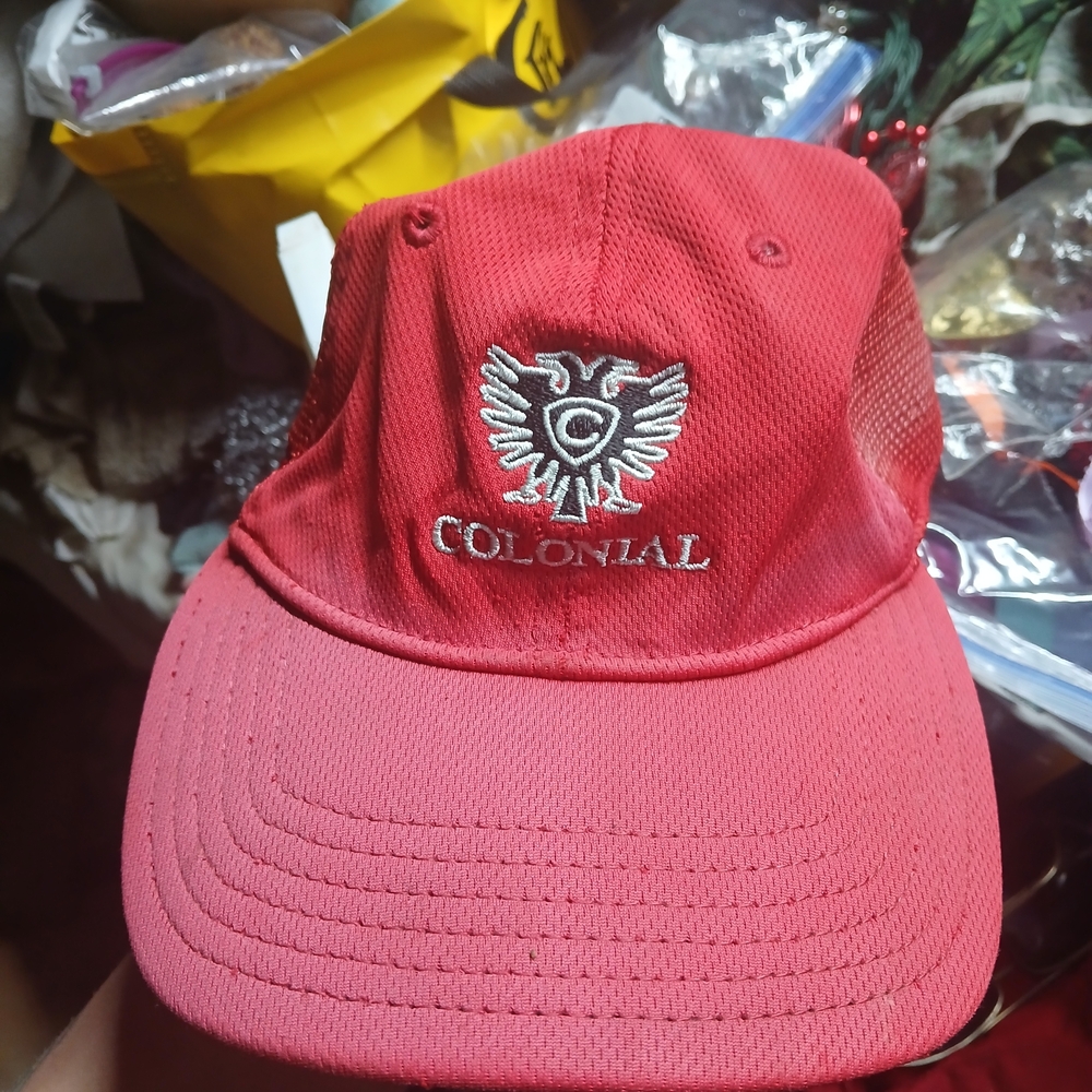 red Colonial Golf Course strapback baseball cap. Pukka Headwear Vintage